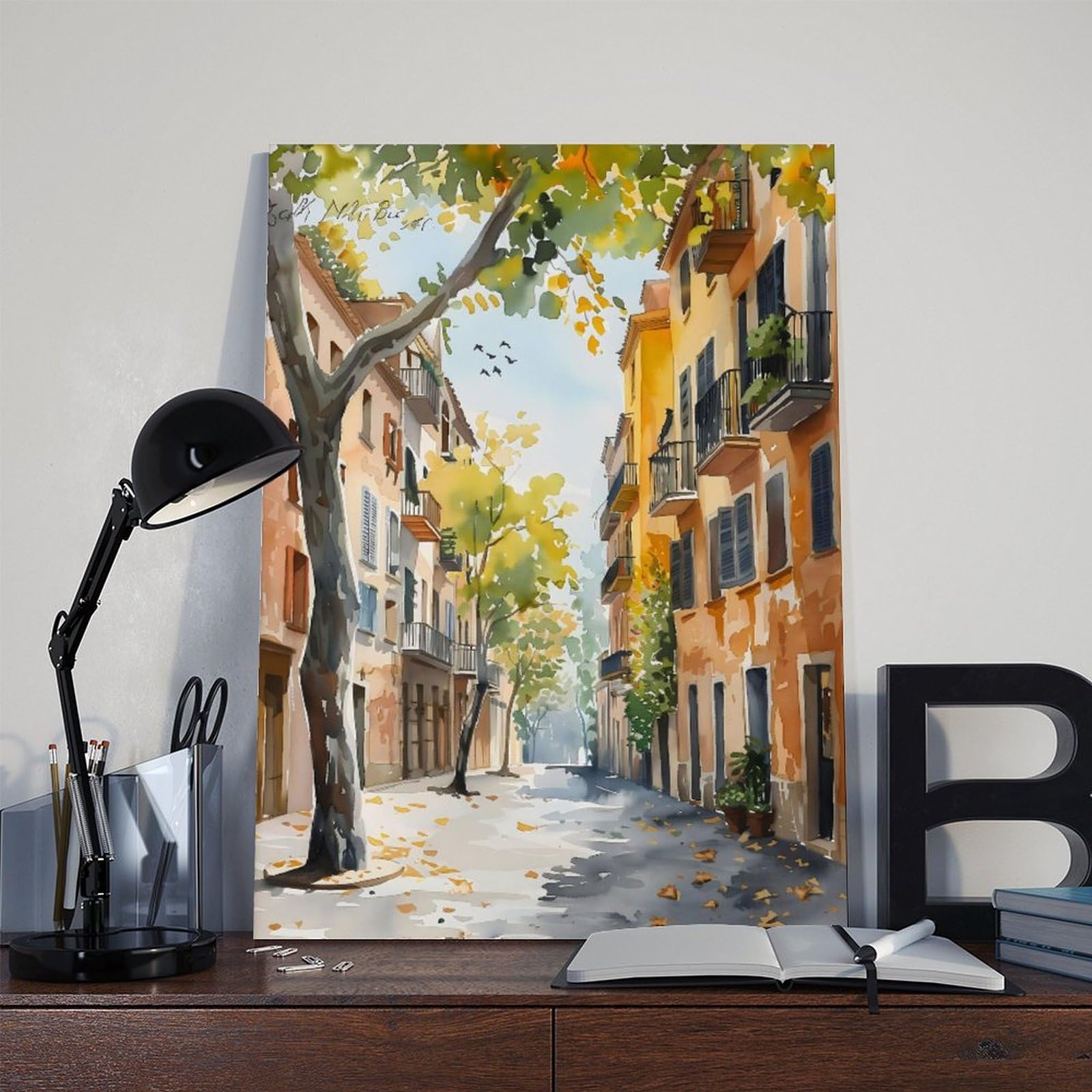 Amazon.com: ZJLAMZ Barcelona Watercolor Painting Travel Print Wall